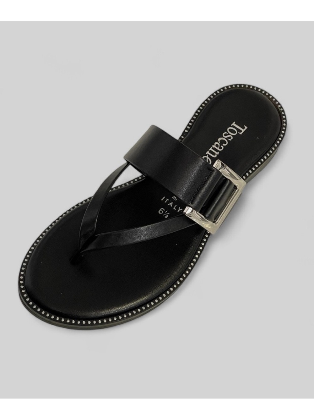 TOSCANELLA Black Stud Embellished Slide On Sandals - Picture 4 of 4